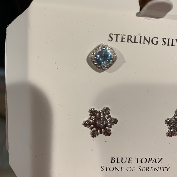 Blue topez set of 2 earrings - Picture 3 of 3